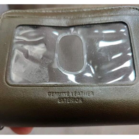 BUXTON Wallet Small Leather Coin Double Zipper Credit Card Holder Greenish Brown - Picture 7 of 10